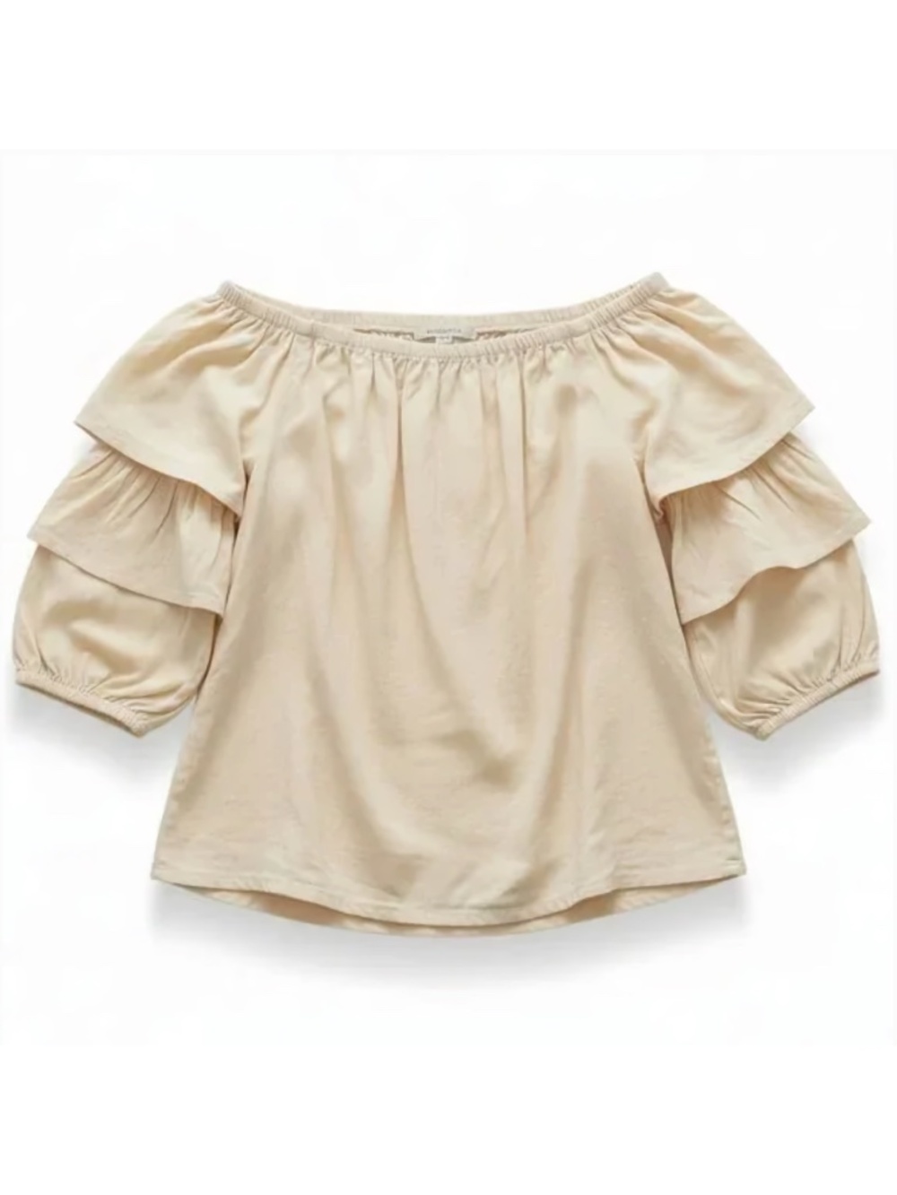 Elodie Blush Pink Off Shoulder Top Ruffle Sleeve Flowy Blouse L NWT